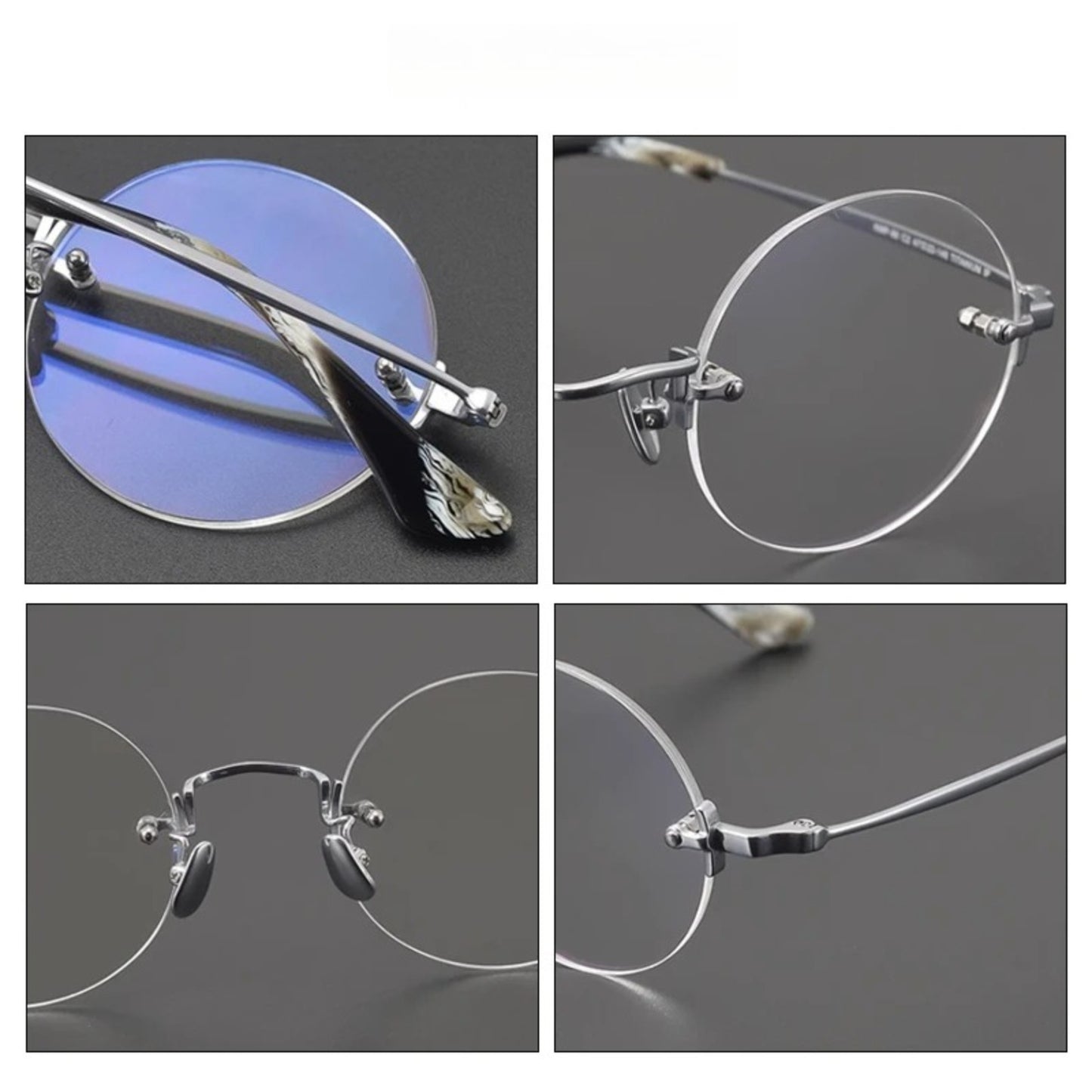 Handmade Titanium Rimless Round Eyeglasses