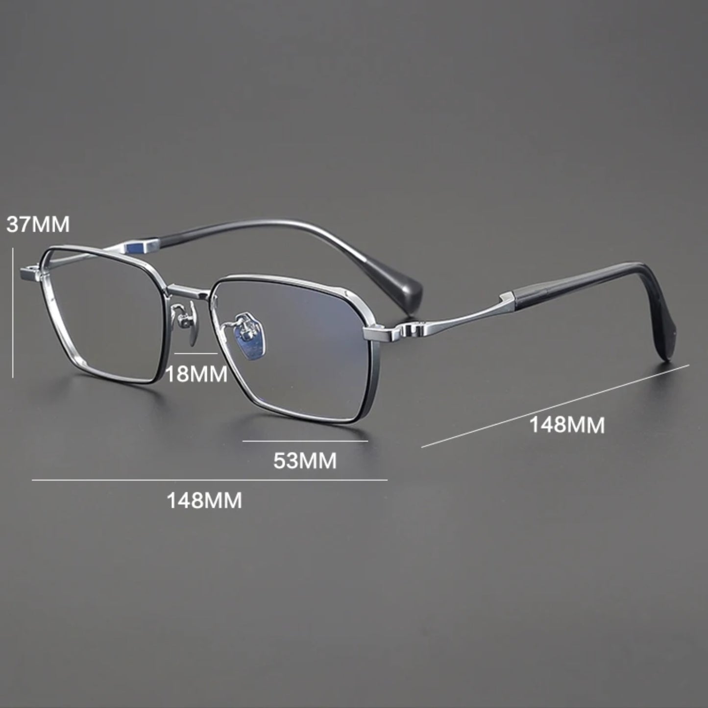 Large Titanium Square Eyeglasses