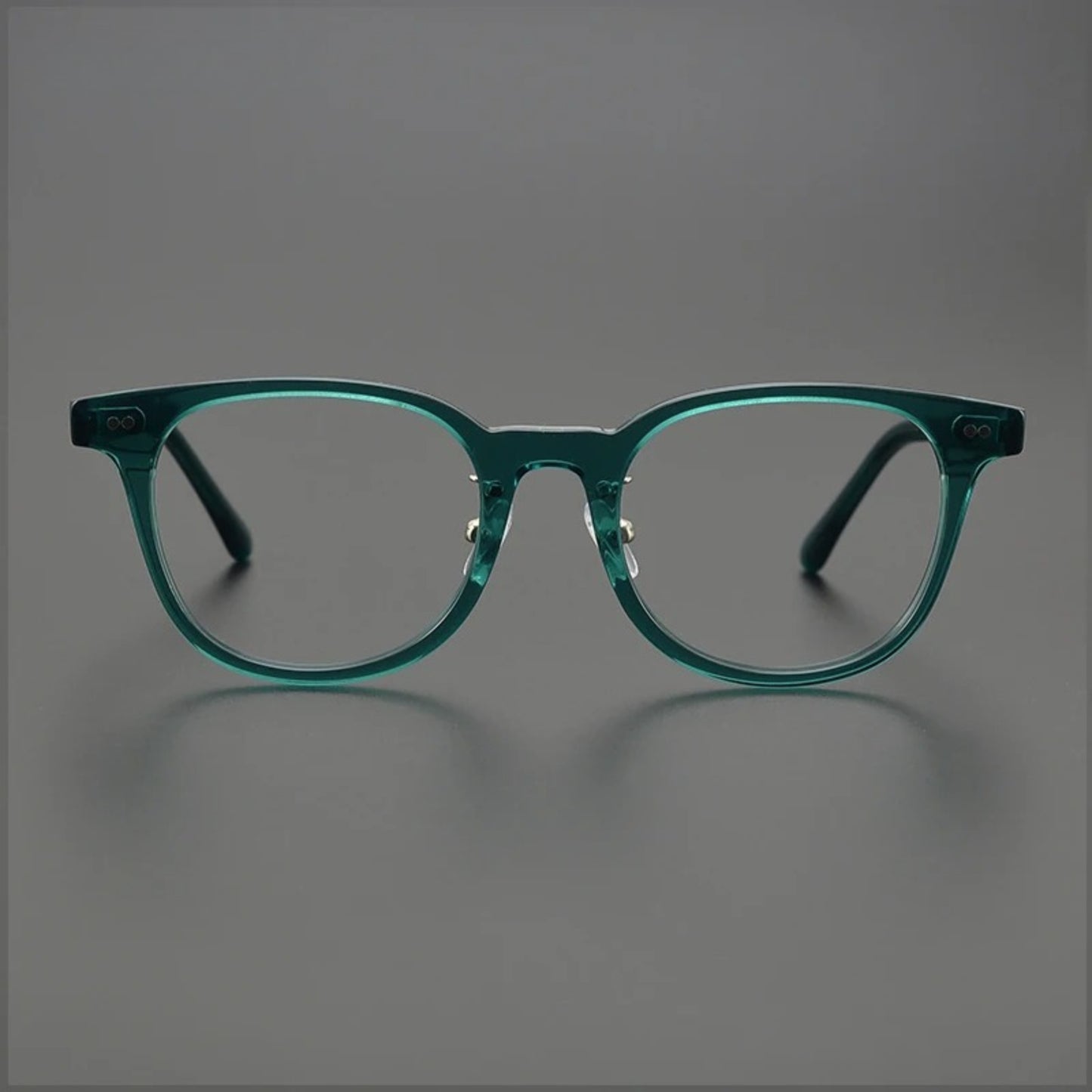 Acetate Crystal Green Round Prescription Eyeglasses