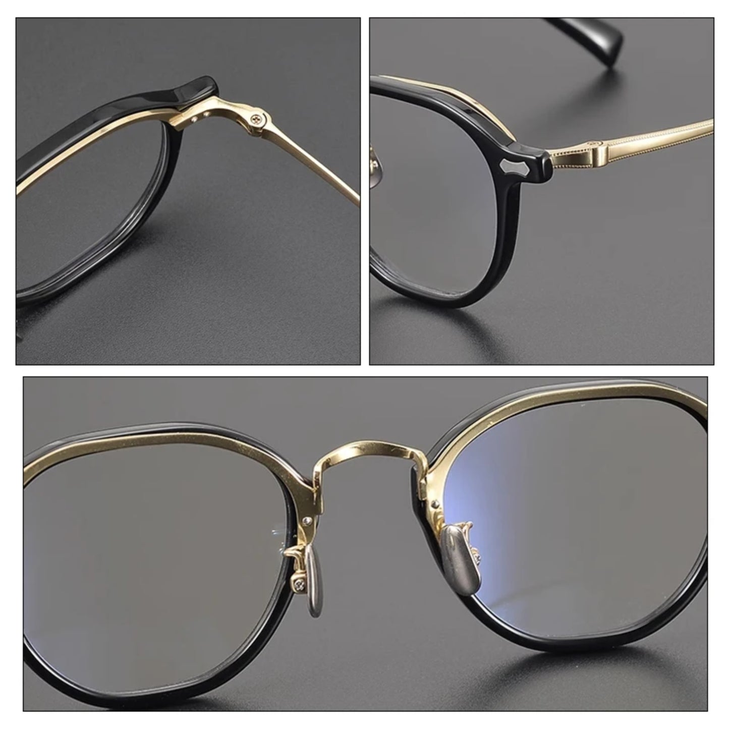 Titanium Marbled Round Prescription Eyeglasses