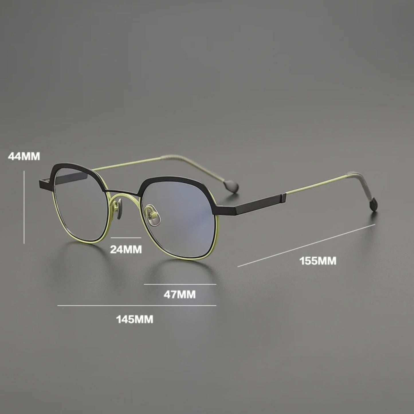 Titanium Mustard Geometric Eyeglasses