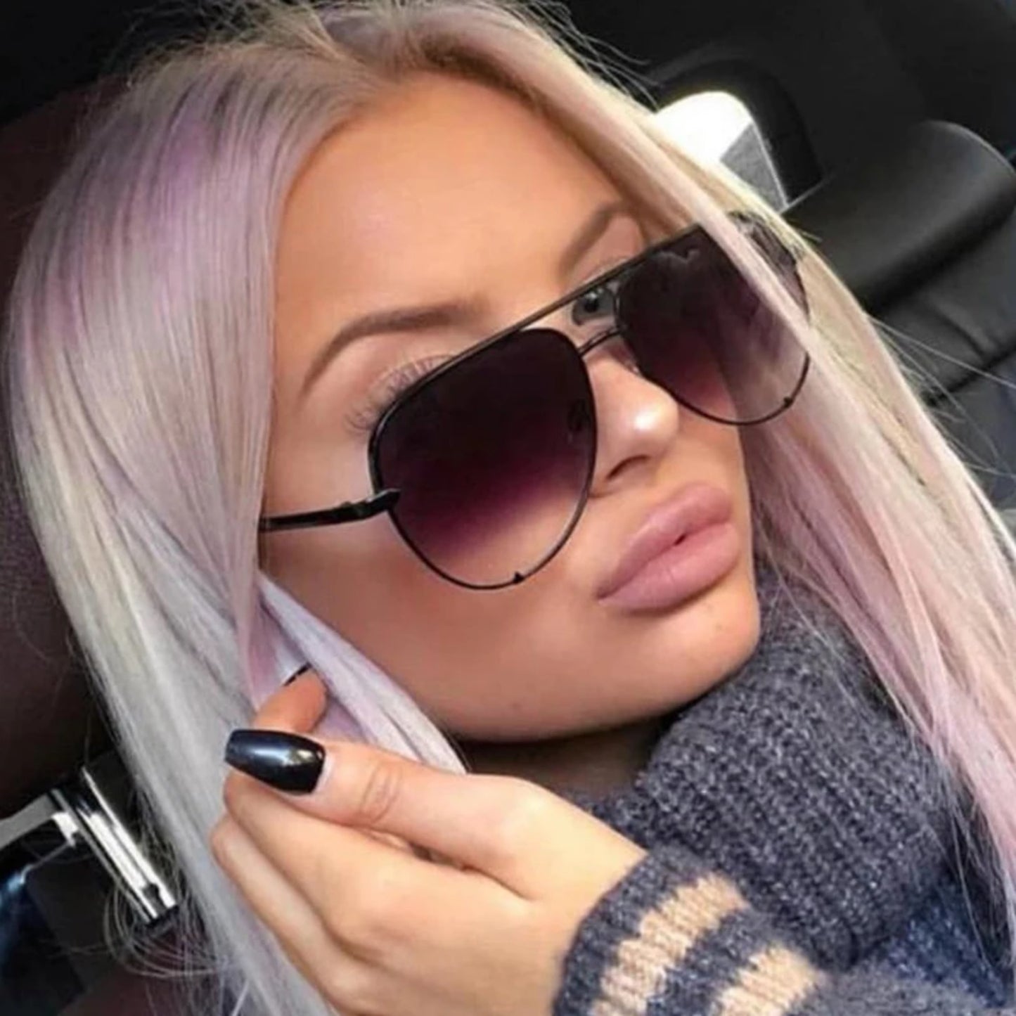 Alloy Aviator Gradient Mirror Sunglasses
