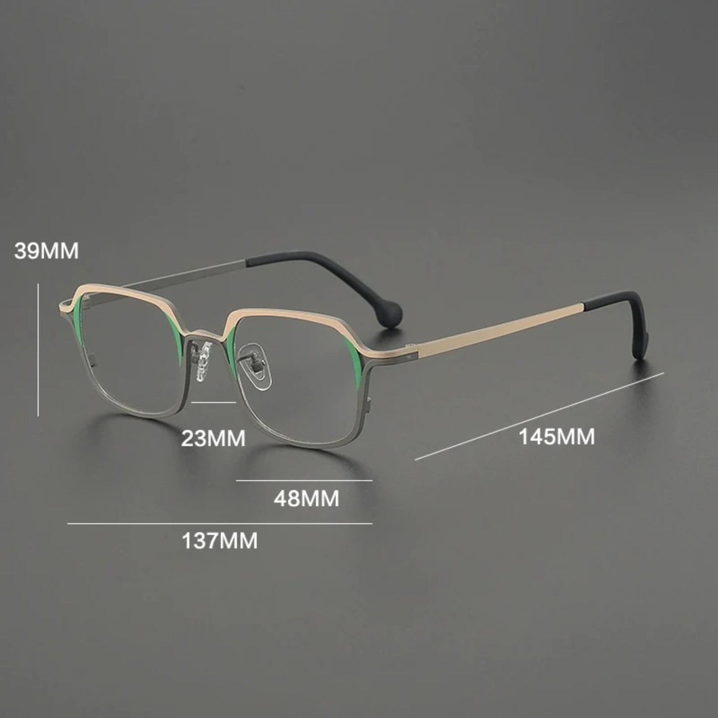 Titanium Colour-Outline Square Prescription Eyeglasses