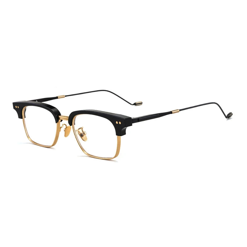 Acetate Transparent Half-Rim Square Prescription Eyeglasses
