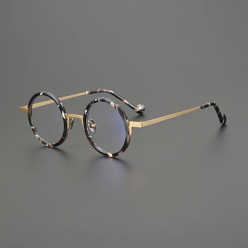 Titanium Amber Round Eyeglasses