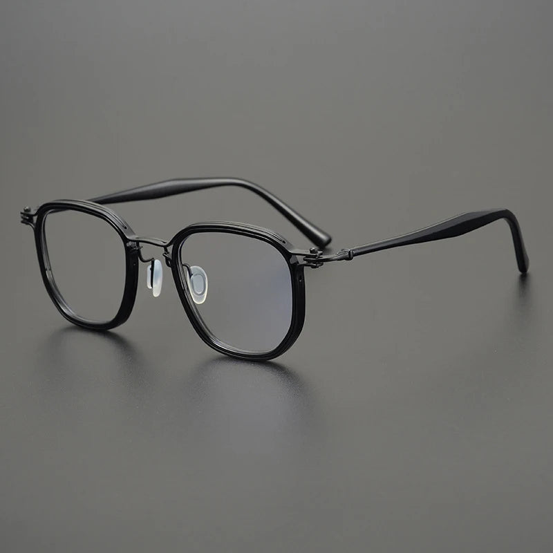 Titanium Acetate Patchwork Square Eyeglasses