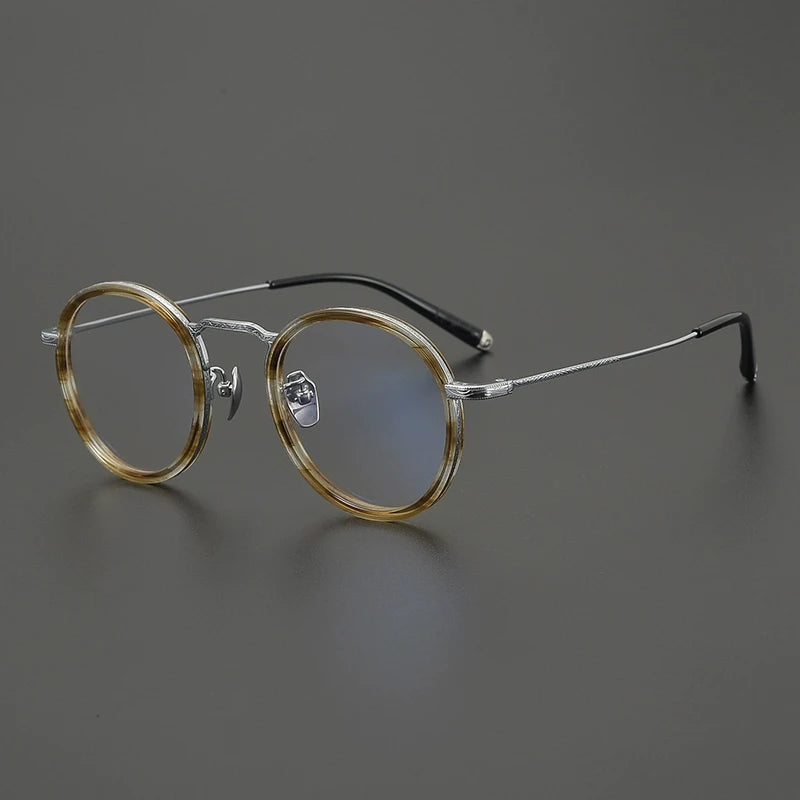 Titanium Tortoise Round Eyeglasses