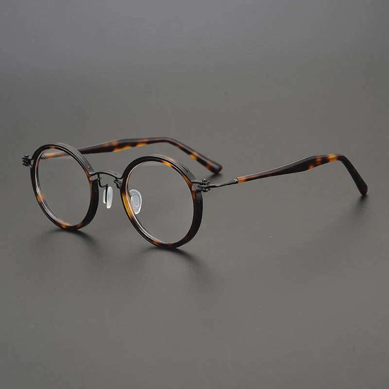 Ultra-Light Pure Titanium Vintage Round Optical Glasses Frame