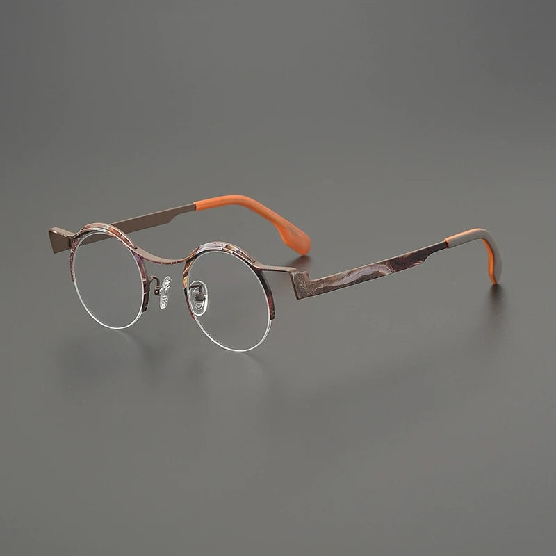 Titanium Artistic Round Prescription Eyeglasses