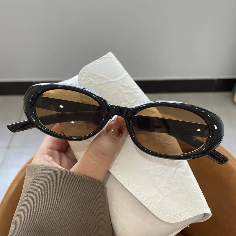 Plastic Cream Oval UV400 Sunglasses