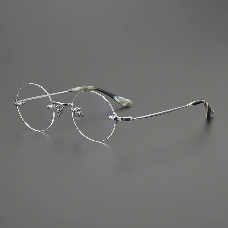 Handmade Titanium Rimless Round Eyeglasses