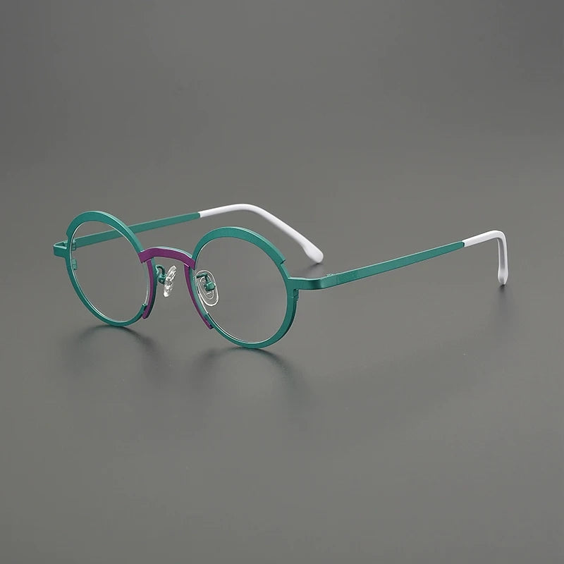 Titanium Colour-Block Round Prescription Eyeglasses