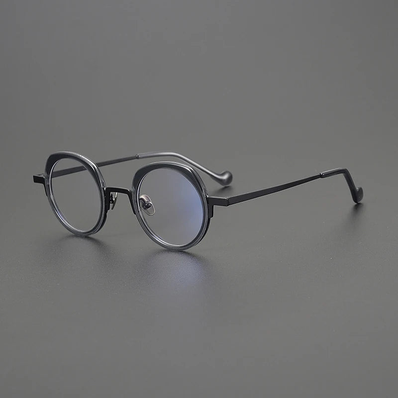 Titanium Colour-Accent Round Prescription Eyeglasses