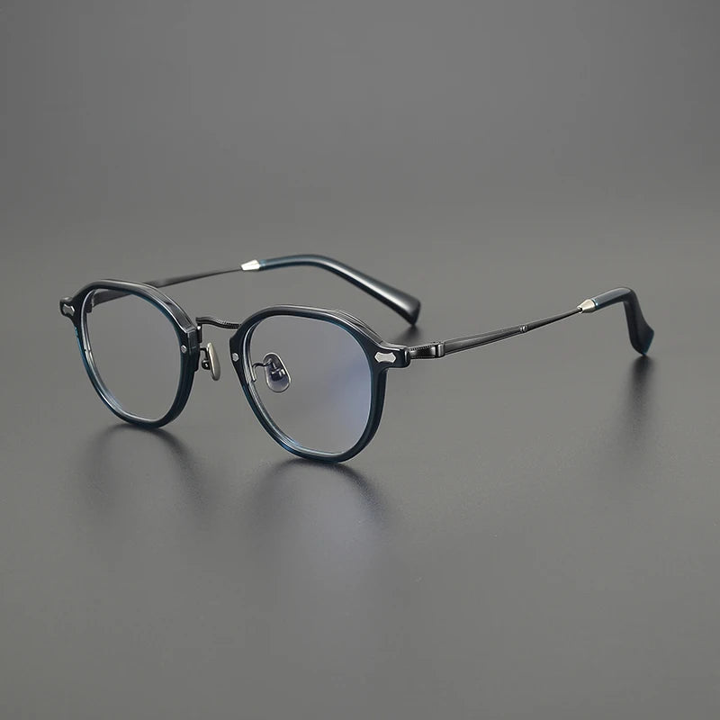 Titanium Marbled Round Prescription Eyeglasses