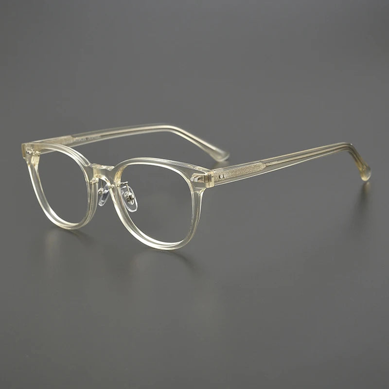 Acetate Crystal Green Round Prescription Eyeglasses