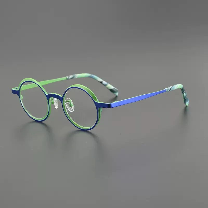 Titanium Colour-Accent Round Prescription Eyeglasses