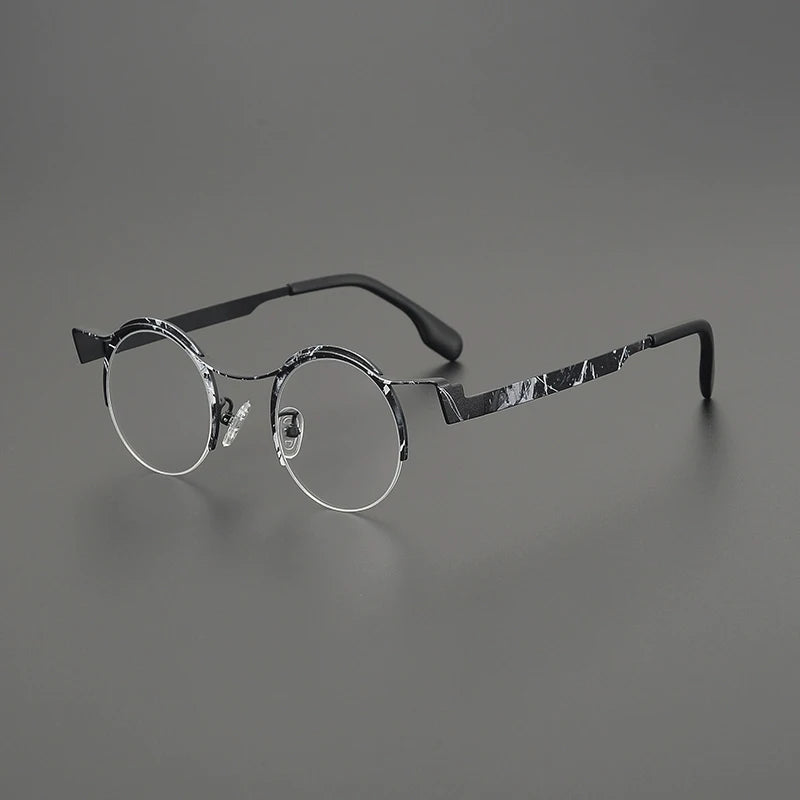 Titanium Artistic Round Prescription Eyeglasses