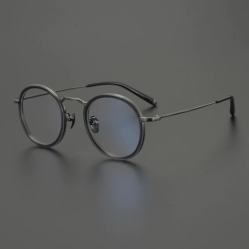 Titanium Tortoise Round Eyeglasses