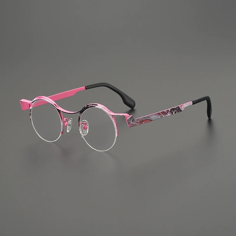 Titanium Artistic Round Prescription Eyeglasses
