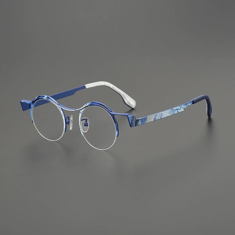 Titanium Artistic Round Prescription Eyeglasses