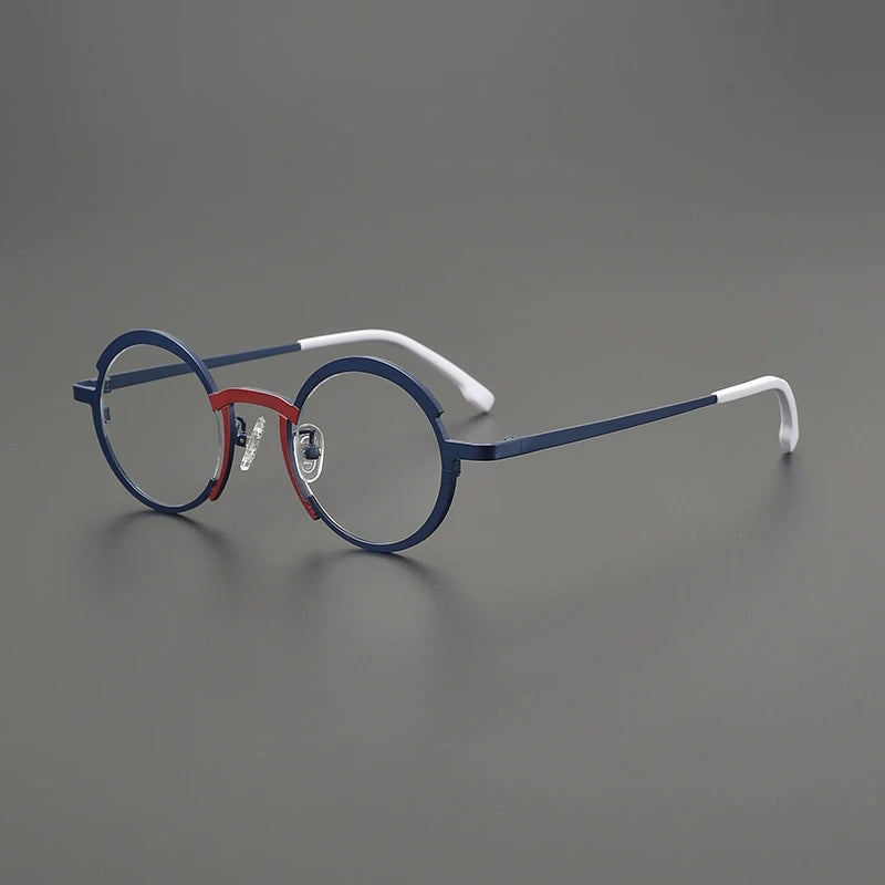 Titanium Colour-Block Round Prescription Eyeglasses