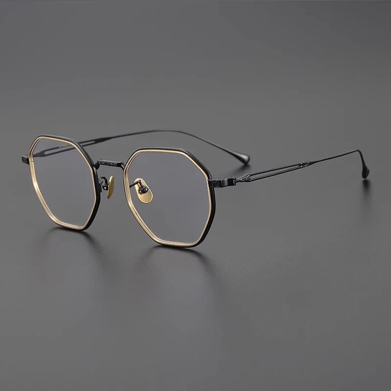 Japanese Titanium Blue Geometric Eyeglasses