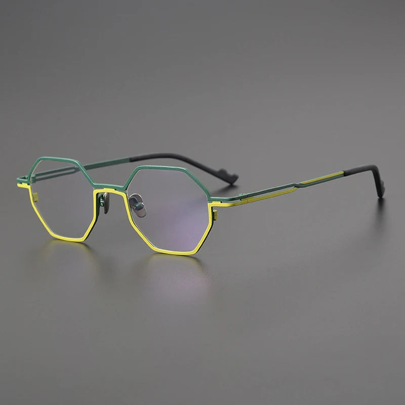 Titanium Matte Blue Geometric Eyeglasses