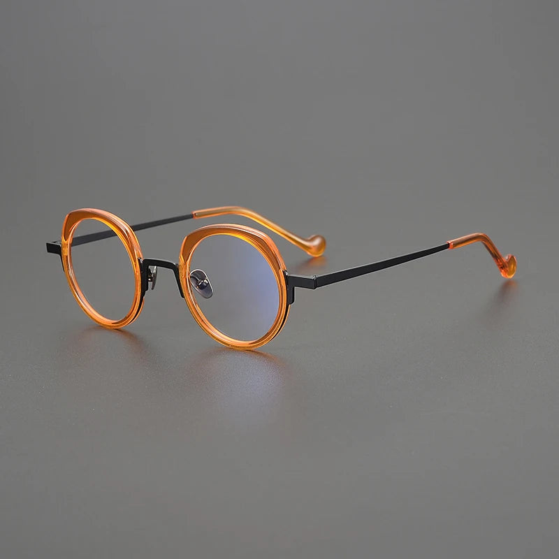 Titanium Colour-Accent Round Prescription Eyeglasses