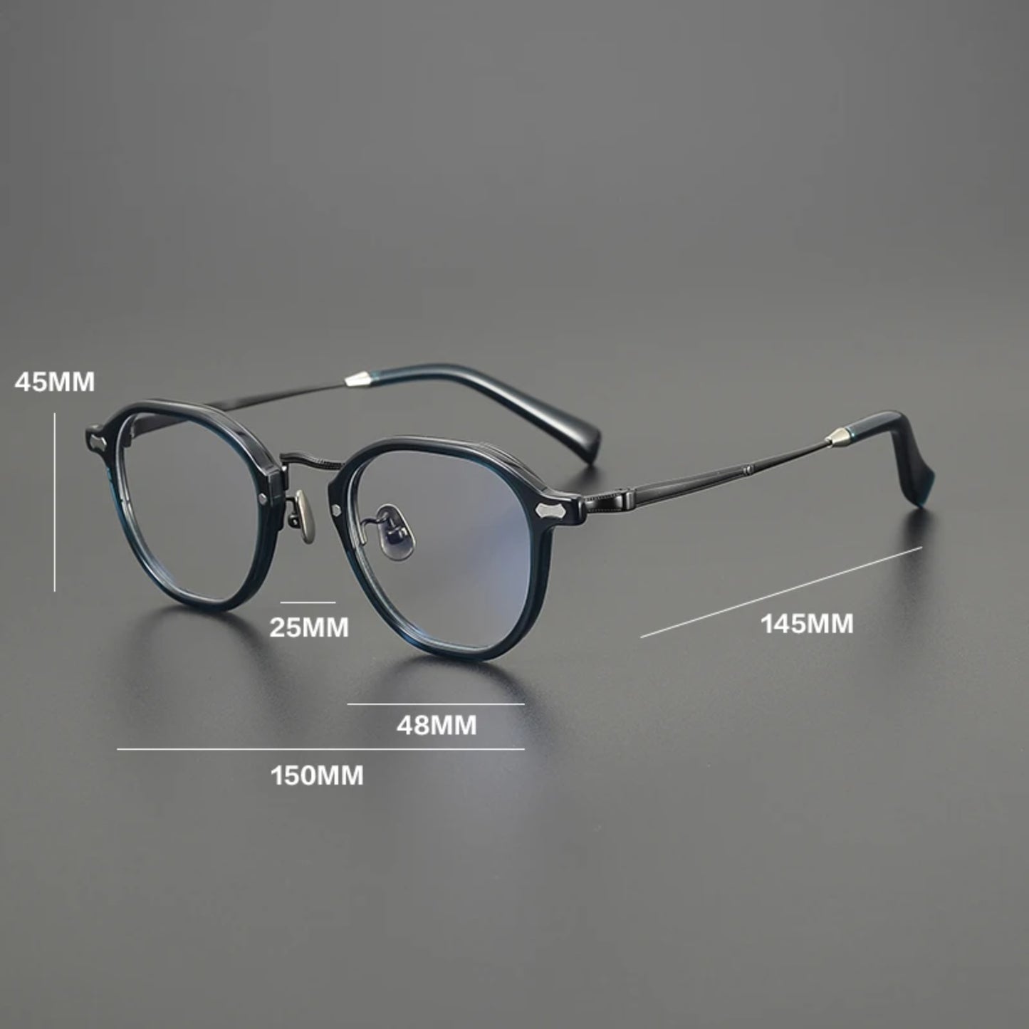 Titanium Marbled Round Prescription Eyeglasses