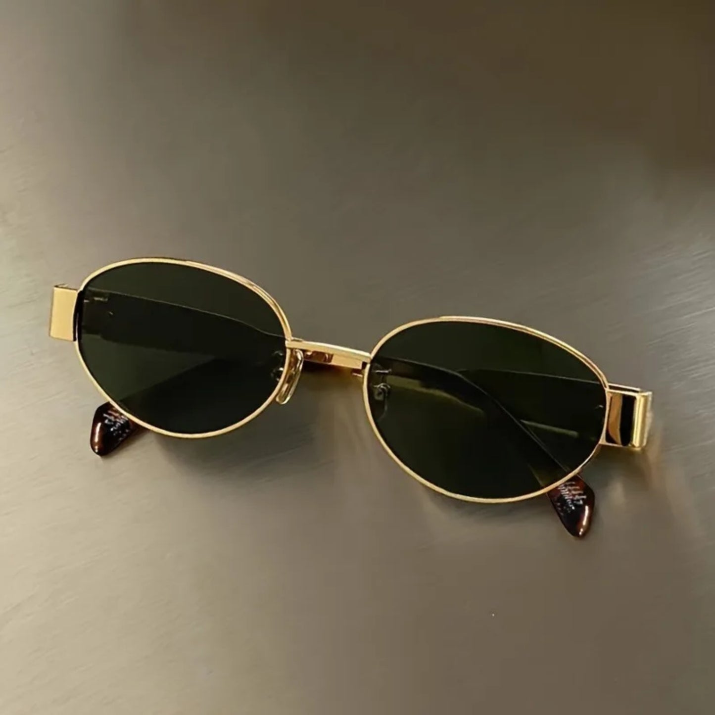Alloy Gold Oval UV400 Sunglasses