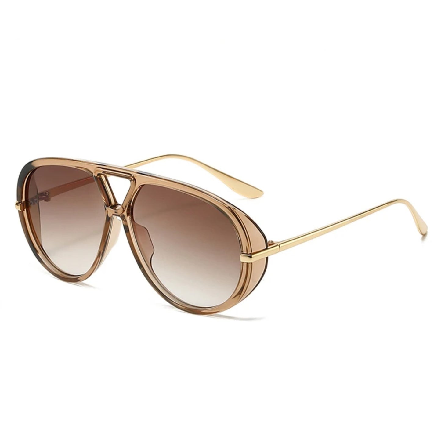 Alloy Oversized Double-Bridge Gradient UV400 Sunglasses