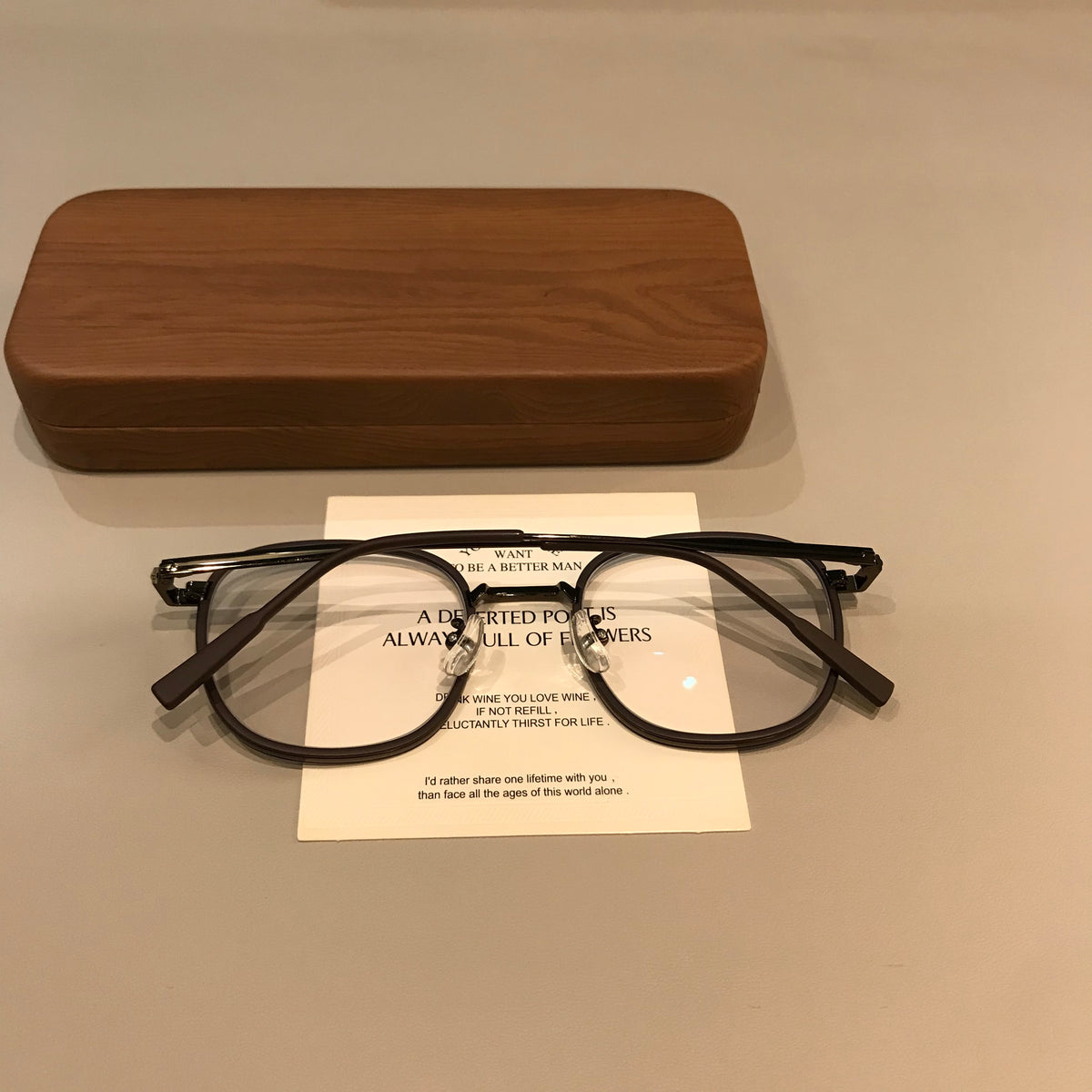 Round Eyeglass Frames with a Matte Finish and Slim Temples, Mocha Brown