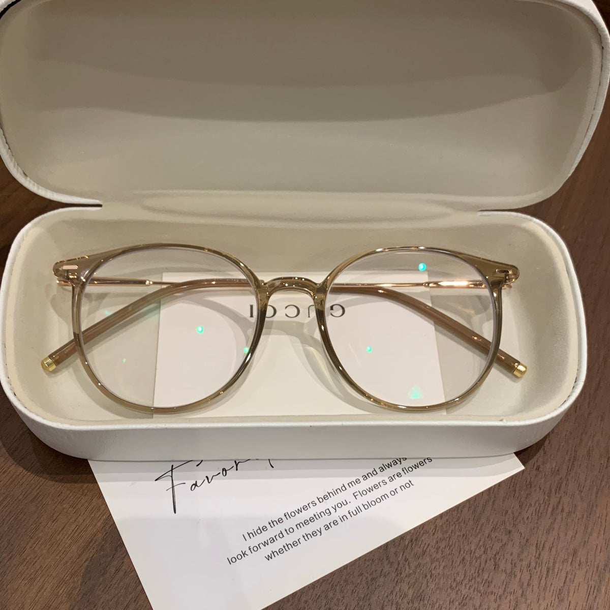 Round Eyeglass Frames with a Defined Browline, Cool Tea Brown or Oolong Tea Brown