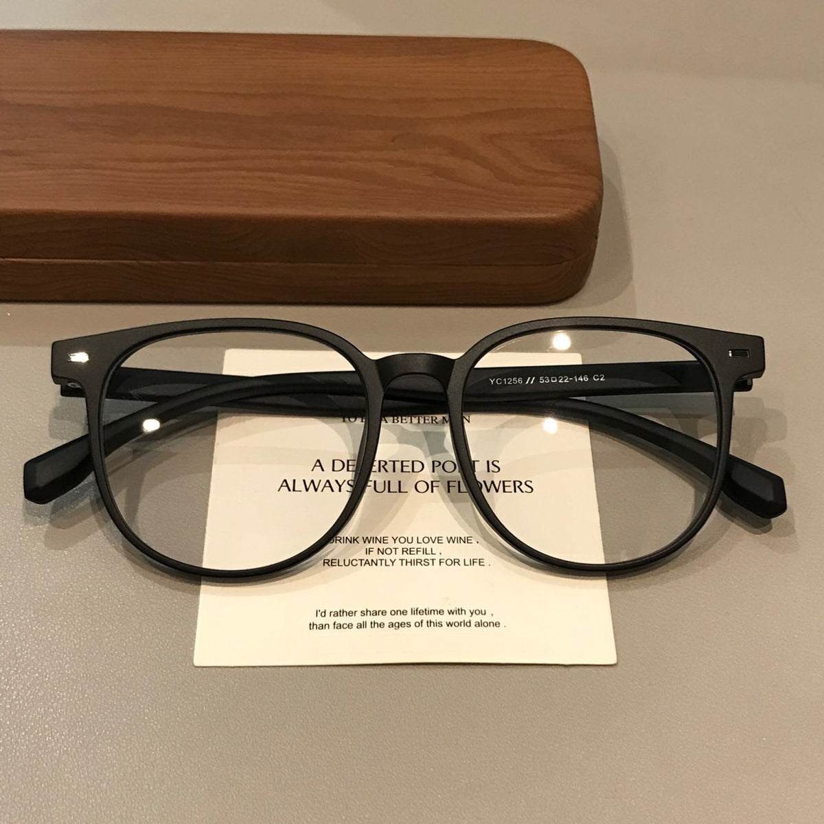 Oversized Square Eyeglass Frames with a Broad Brow, Matte Black