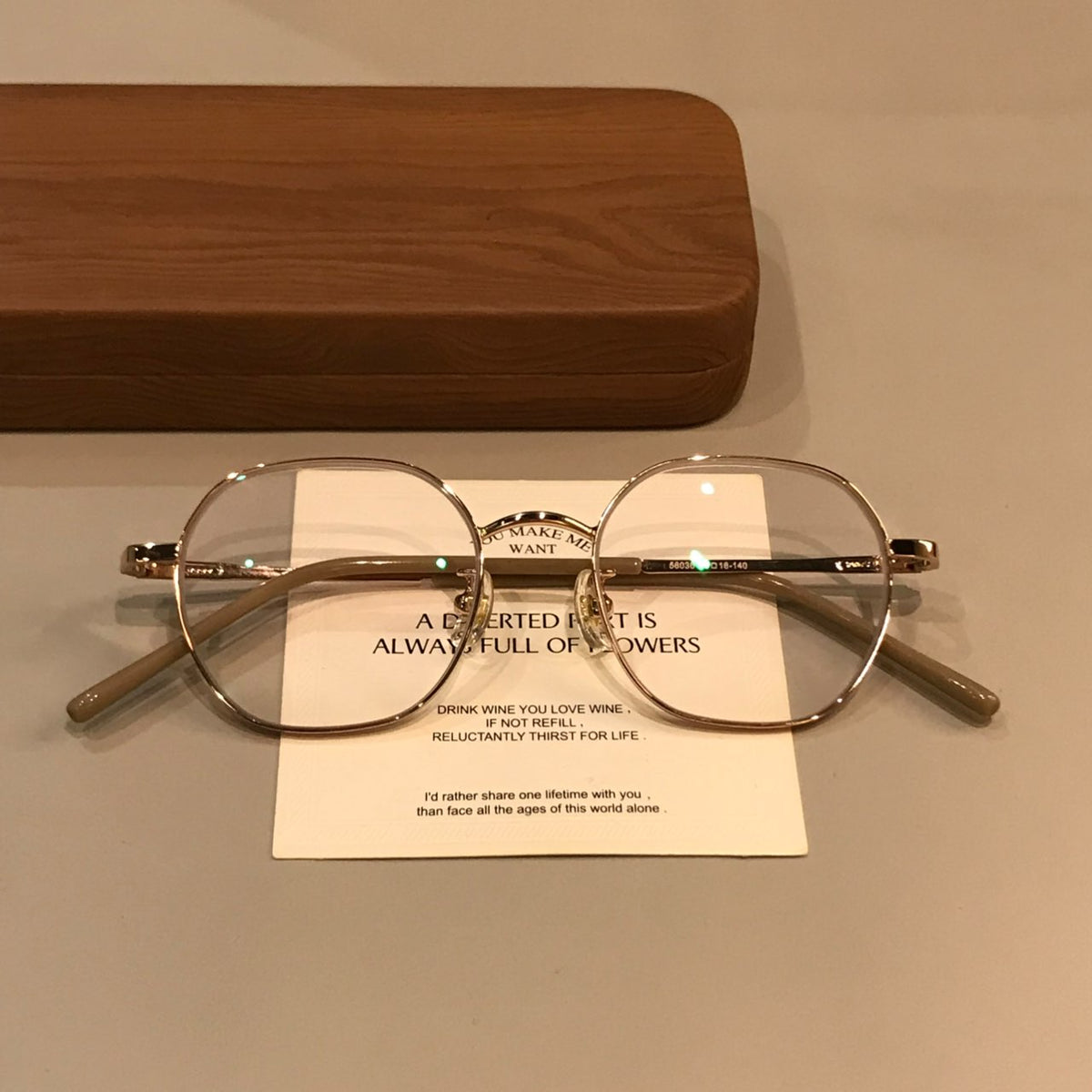Geometric Wire-Style Eyeglass Frames with a Slim Bridge, Gold Tone