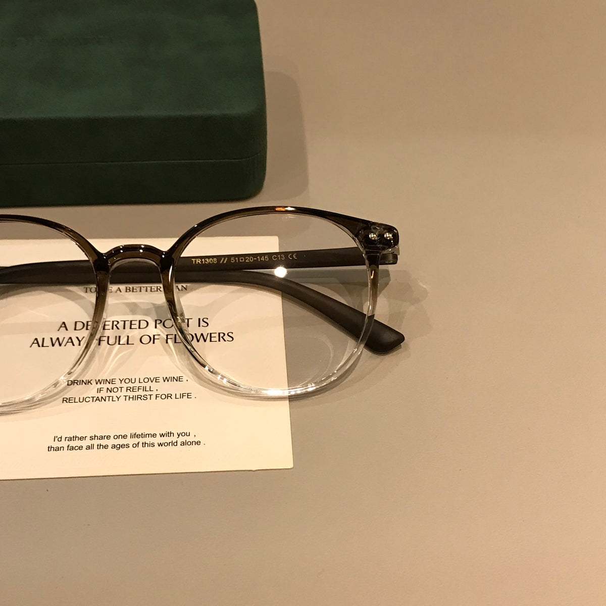Oval Eyeglass Frames with TR Construction, Gradient Coffee Brown or Black