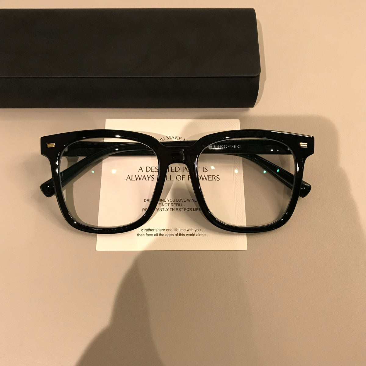 Square Eyeglass Frames with a Straight Upper Brow, Black