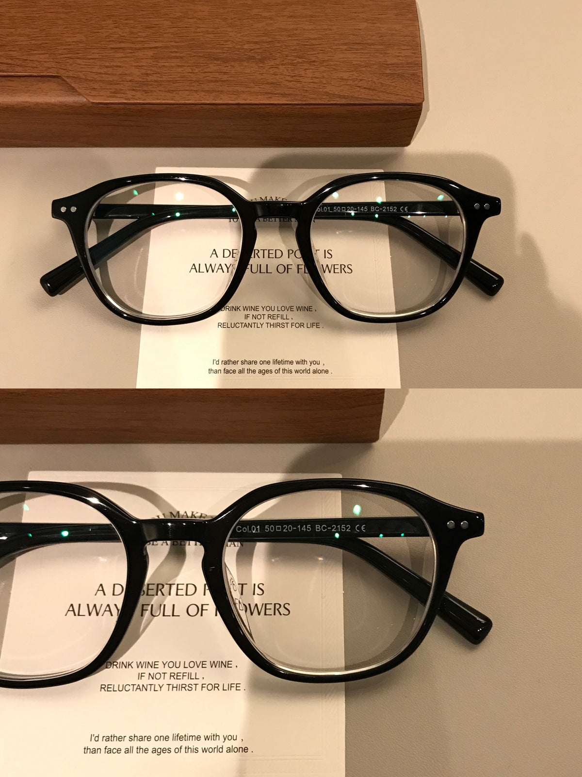Retro Eyeglass Frames with a Rounded Front and Broad Temples, Four Colors