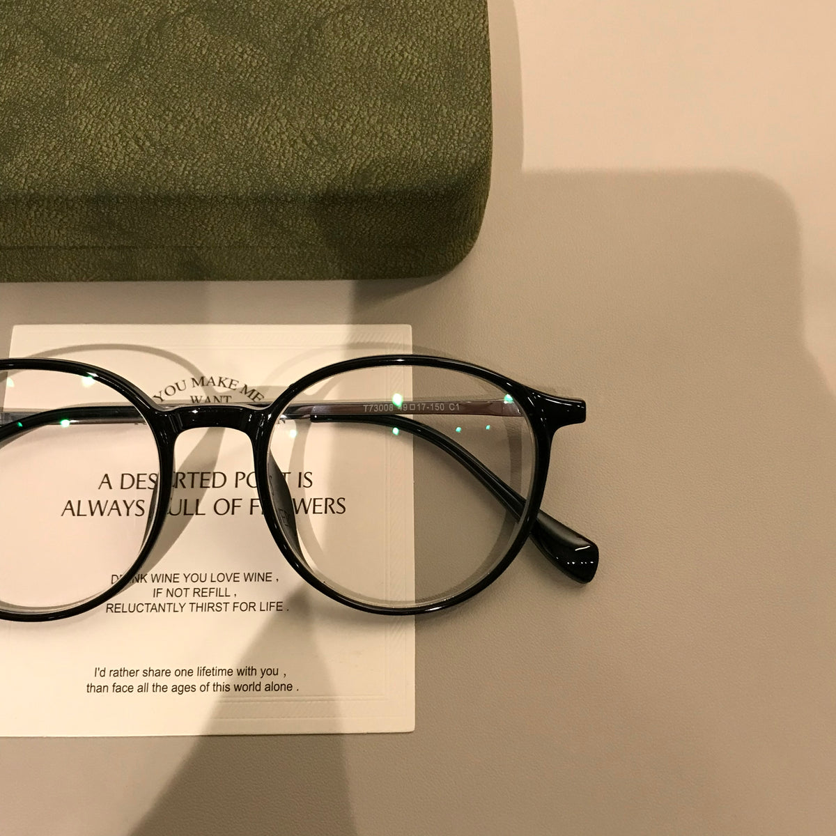 Round Eyeglass Frames with a Keyhole-Style Bridge, Black or Transparent Tea Brown