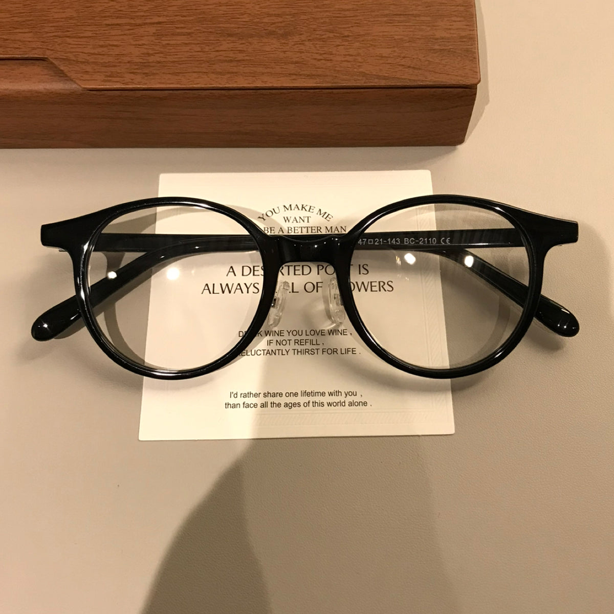 Compact Boston-Style Round Eyeglass Frames, Tortoiseshell, Black or Transparent Tea Brown