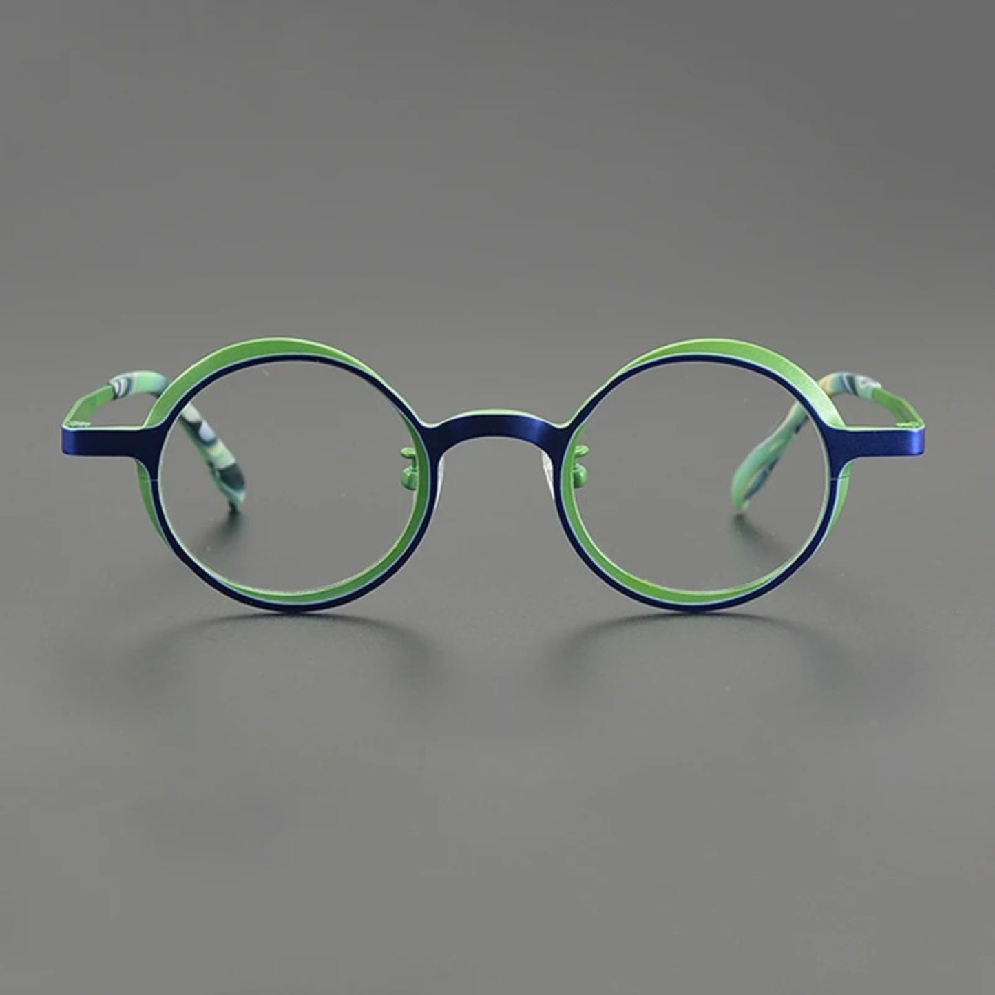 Titanium Colour-Accent Round Prescription Eyeglasses