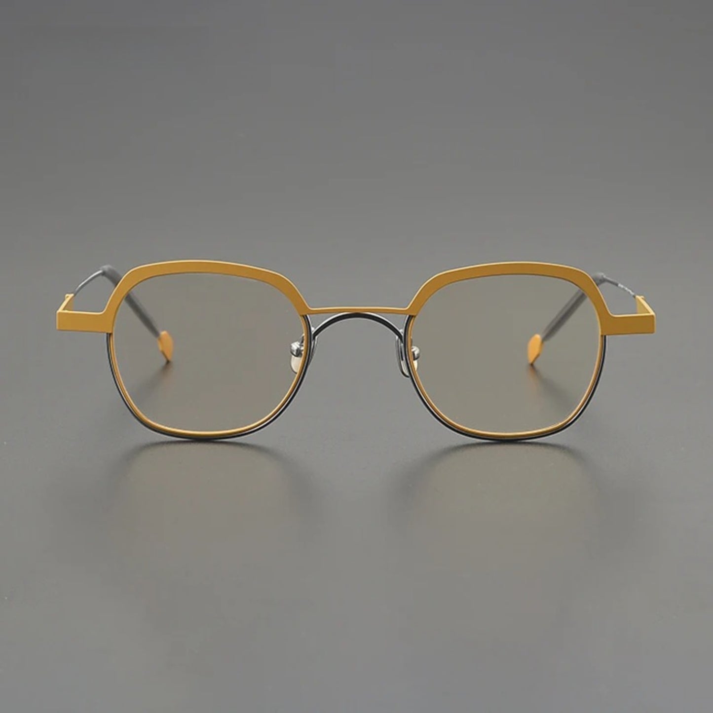 Titanium Mustard Geometric Eyeglasses