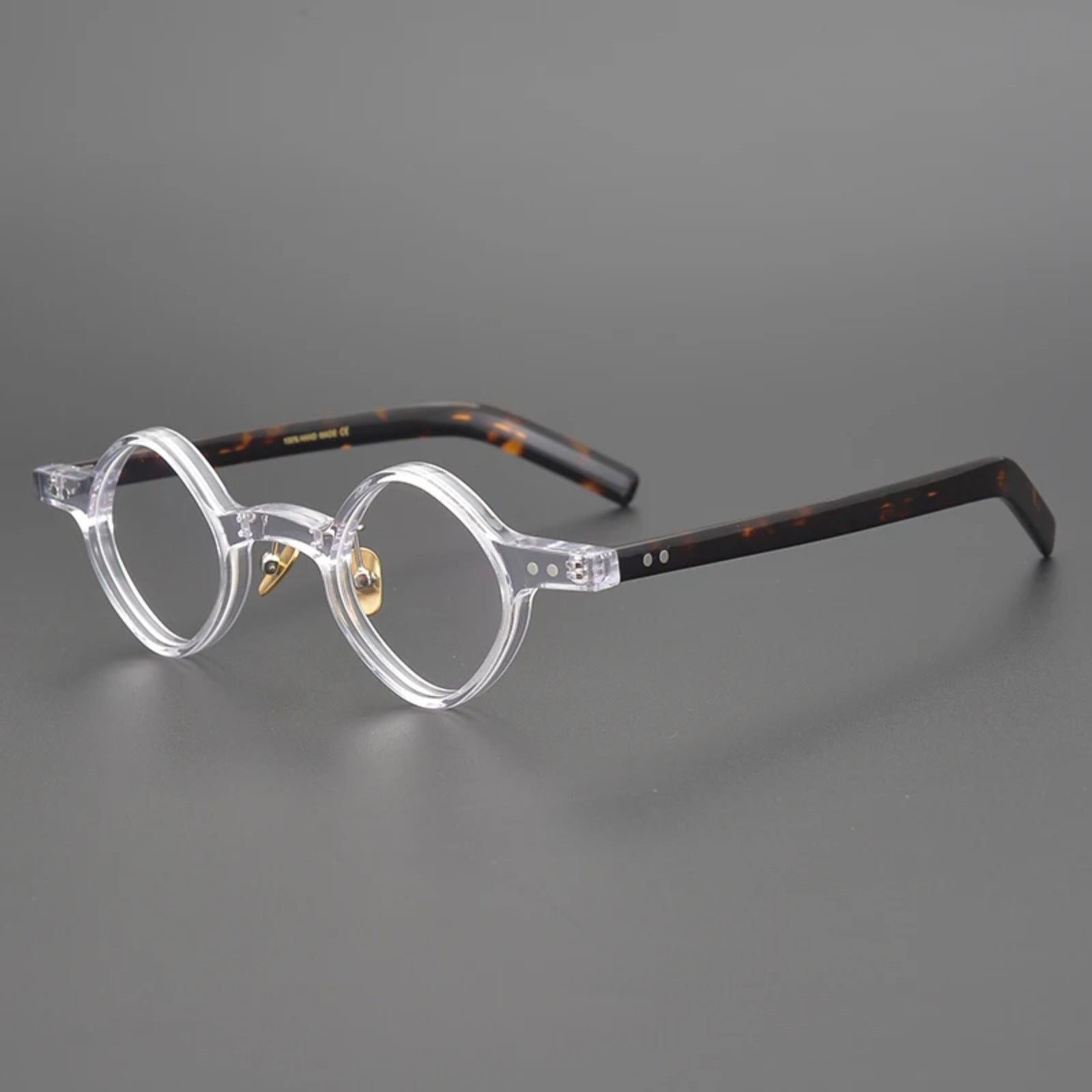 Acetate Patchwork Round Prescription Eyeglasses | Retro Designer Optical Frames – CINILY UK front view