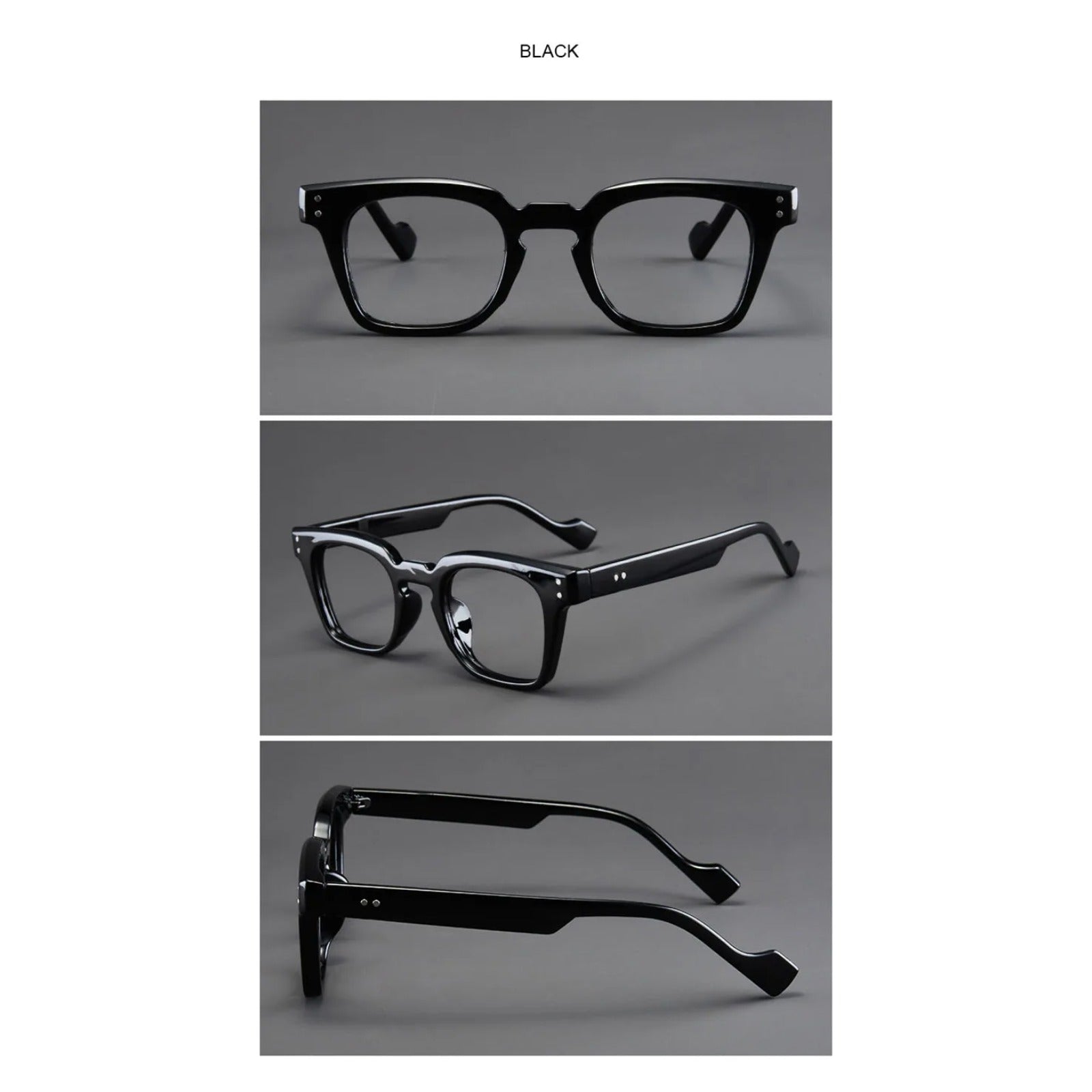 Black Square Eyeglasses | Stylish Everyday Optical Frames – CINILY UK front view