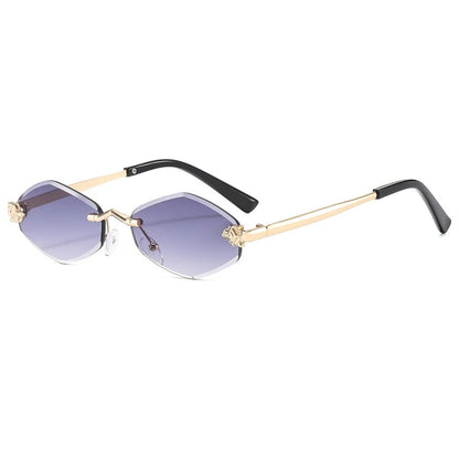 Rimless Polygon UV400 Sunglasses | Luxury Women’s Vintage Shades – CINILY UK lens detail