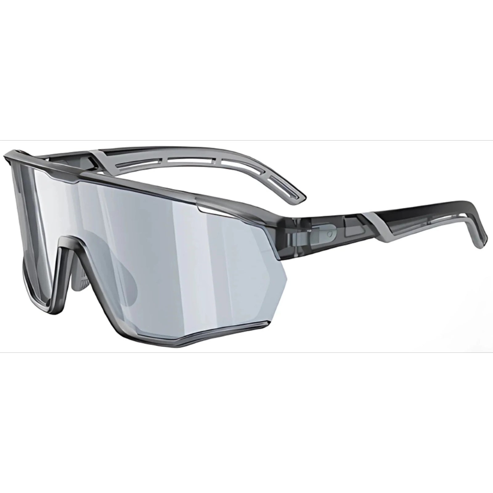 TR90 Cylindrical Angular Shield Sports Sunglasses with PC Lens for Outdoor Use - Grey