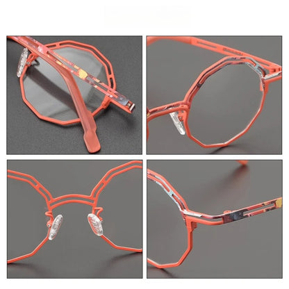 Titanium Round Prescription Eyeglasses | Lightweight Retro Rx Glasses Online – CINILY UK additional product view