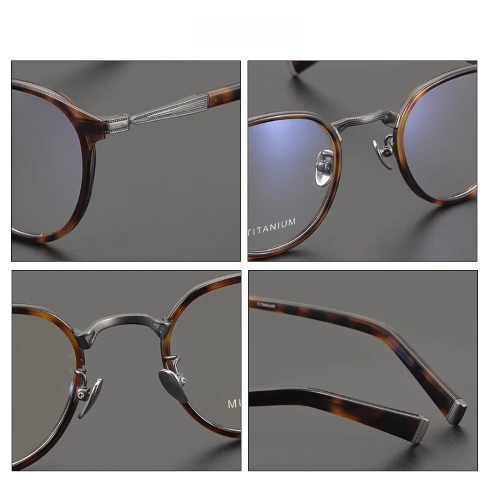 Acetate Titanium Round Prescription Eyeglasses | Lightweight Retro Rx Glasses – CINILY UK temple detail