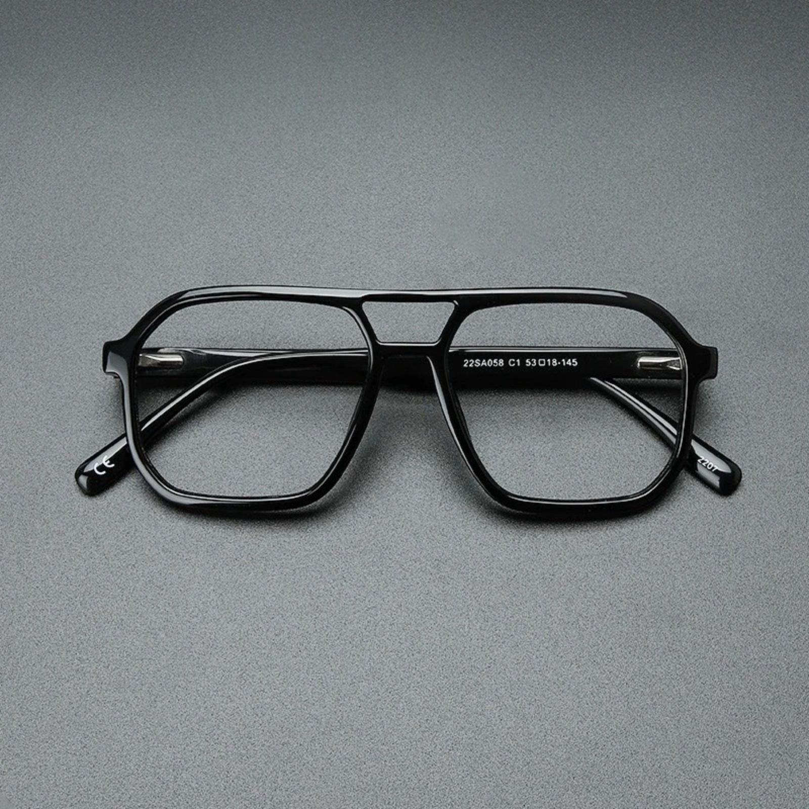 Acetate Double-Bridge Pilot Prescription Eyeglasses | Retro Optical Frame for Rx Lenses – CINILY UK frame detail