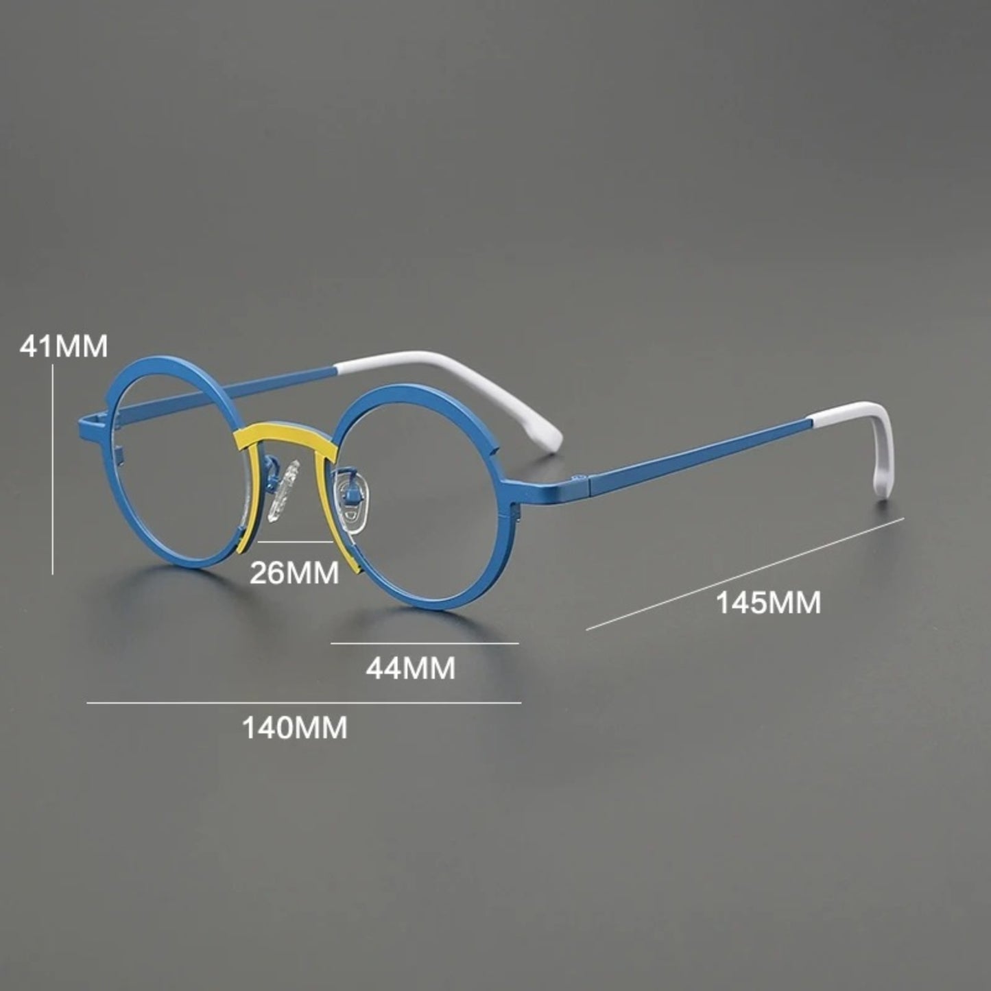 Titanium Colour-Block Round Prescription Eyeglasses